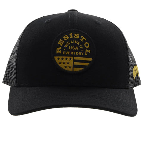 Hooey "RESISTOL" BLACK HAT Mesh Snapback Trucker 2250T-BK - Southern Girls Boutique