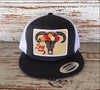 Lazy J Grey and White Skull and Flowers Patch Cap (4") - Southern Girls Boutique