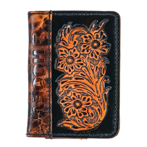 HOOEY  "LLANO" HOOEY BIFOLD MONEY CLIP BROWN/TAN W/FLORAL SKU: HFBF015-BRTN - Southern Girls Boutique