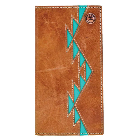 HOOEY  "TONKAWA" RODEO HOOEY WALLET TAN W/TURQUOISE AZTEC SKU: HW006-TNTQ - Southern Girls Boutique