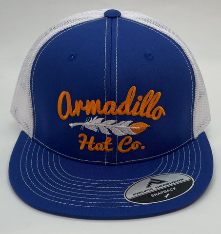 Armadillo Hat Co BRONCO Blue with White Mesh SnapBack Trucker Hat - Southern Girls Boutique