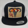 Lazy J Black and White Skull and Flower Patch Cap (4") - Southern Girls Boutique