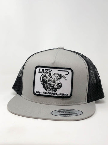 Lazy J Silver & Black Lazy J Headquarters Patch Cap (4") Mesh Trucker - Southern Girls Boutique