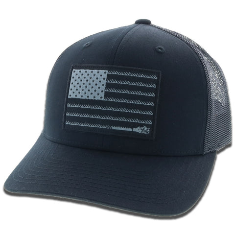 Hooey 1905T-BK "Liberty Roper" Black / Black American FlagTrucker Hat - Southern Girls Boutique