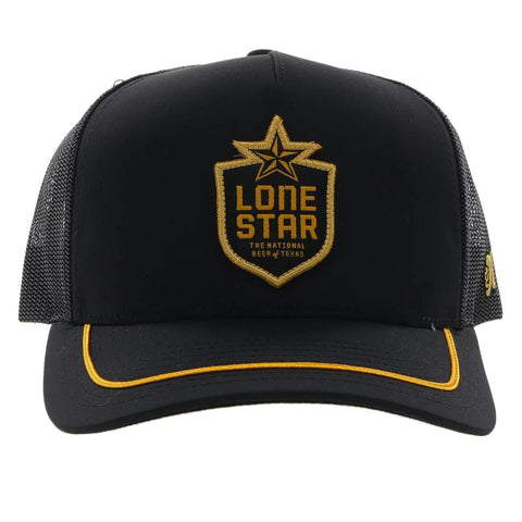 HOOEY "LONE STAR" BLACK W/GOLD/BLACK PATCH Mesh Snapback Trucker LS013T-BK - Southern Girls Boutique