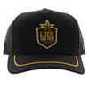HOOEY "LONE STAR" BLACK W/GOLD/BLACK PATCH Mesh Snapback Trucker LS013T-BK - Southern Girls Boutique