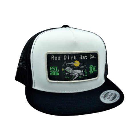 Red Dirt Hat HORNY TOAD White Black Mesh Trucker Patch Cap RDHC-254 - Southern Girls Boutique