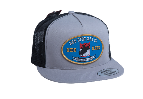 Red Dirt Hat Bucking Buffalo Silver Black Mesh Trucker Patch Cap RDHC- 202 - Southern Girls Boutique