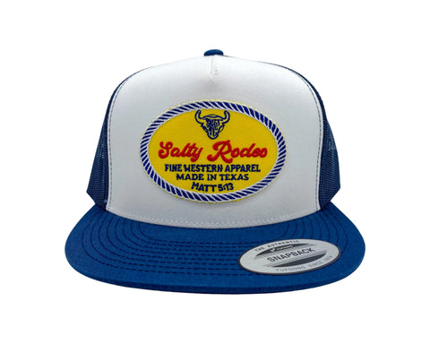Salty Rodeo LASSO White and Navy Mesh Snapback Trucker Hat - Southern Girls Boutique