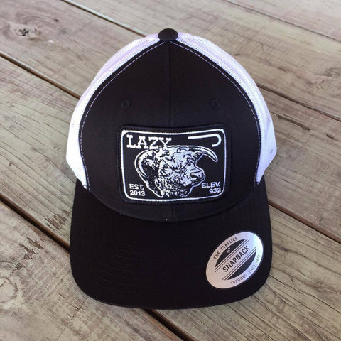 Lazy J Black and White Elevation Hereford Patch Cap (3.5") - Southern Girls Boutique