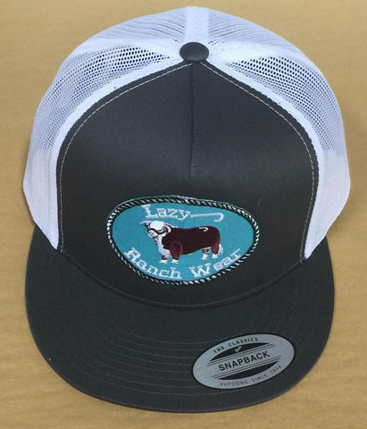 Lazy J Ranch Wear Grey and White Hereford Logo Cap (4") - Southern Girls Boutique