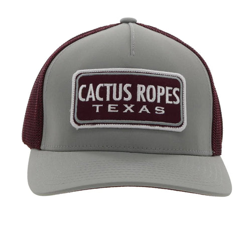 Hooey Cactus Ropes Texas Grey Maroon Mesh Flexfit Hat CR084 - Southern Girls Boutique