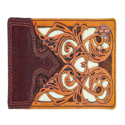 HOOEY  "TOP NOTCH" BIFOLD HOOEY WALLET TAN/ BROWN W/IVORY LEATHER SKU: HBF008-TNBR - Southern Girls Boutique