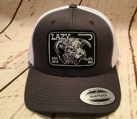 Lazy J Gray and White Elevation Hereford Patch Cap   Mesh Trucker - Southern Girls Boutique