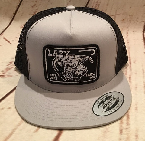 Lazy J Gray and Black Elevation Hereford Patch Cap   Mesh Trucker - Southern Girls Boutique