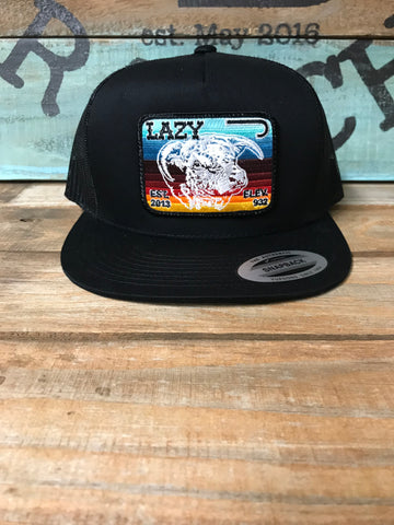 Lazy J Ranch Wear Black & Black Serape Patch Cap (4") - Southern Girls Boutique