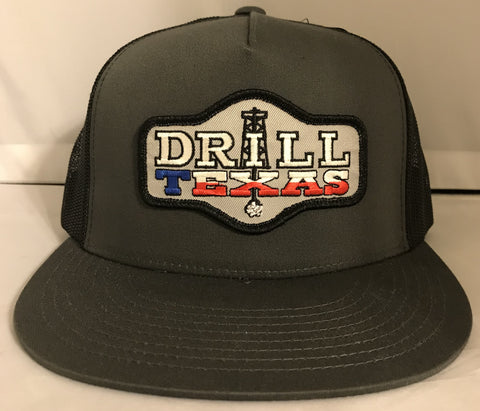 Red Dirt Hat Co “Drill Texas” Charcoal / Black Snap Back Trucker Hat - Southern Girls Boutique