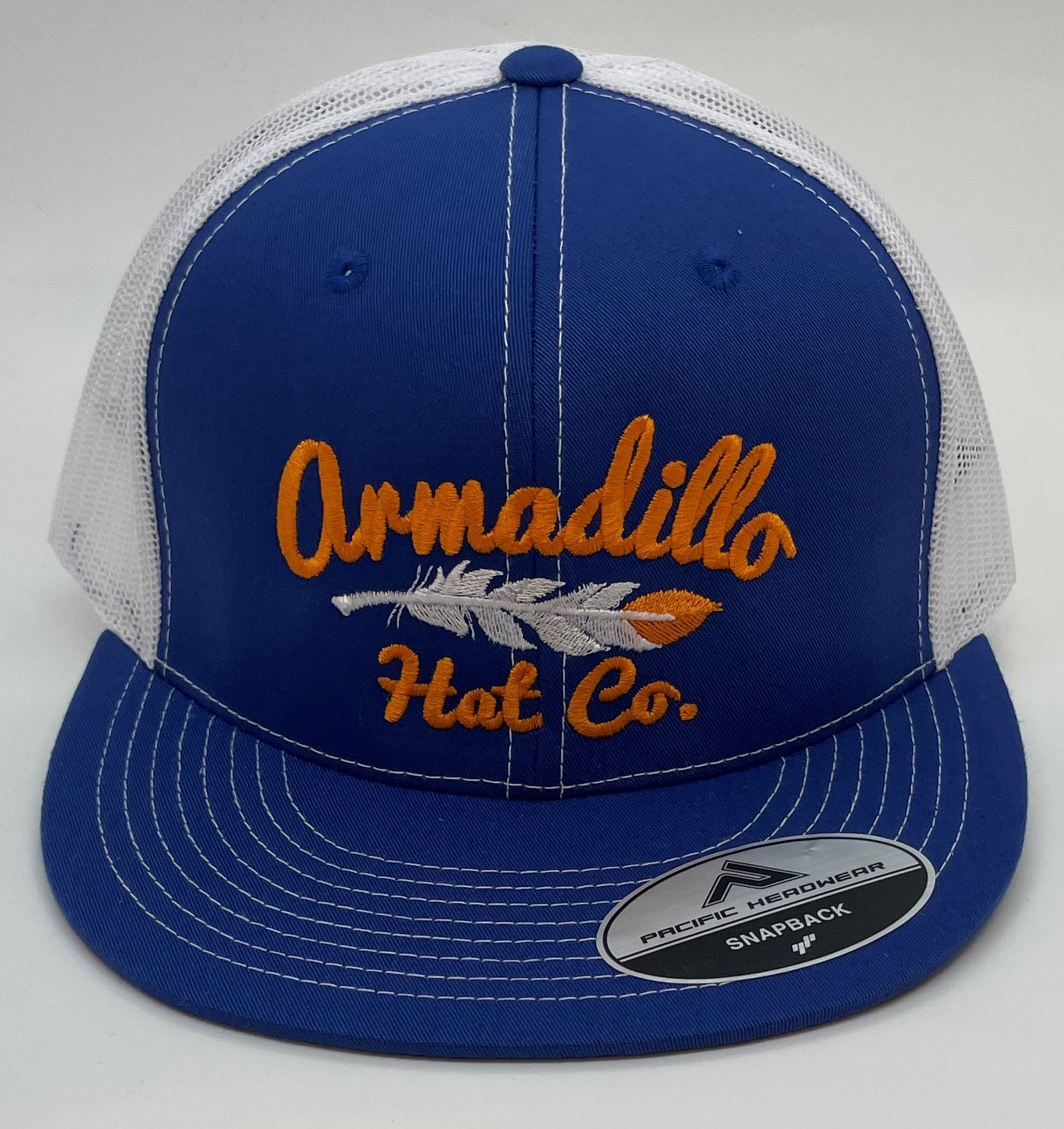 Armadillo Hat Co BRONCO Blue with White Mesh SnapBack Trucker Hat