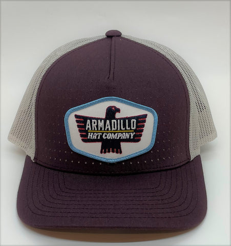 Armadillo Hat Co Thunder Bird Maroon Silver Mesh SnapBack Trucker Hat - Southern Girls Boutique