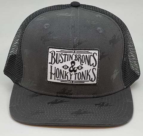 DALE BRISBY BUSTIN BRONCS & HONKY TONKS PATCH BLACK MESHBACK - Southern Girls Boutique