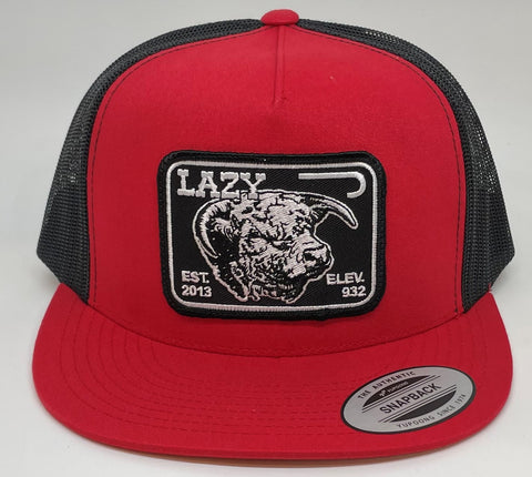 Lazy J Red and Black Elevation Hereford Patch Cap   Mesh Trucker - Southern Girls Boutique