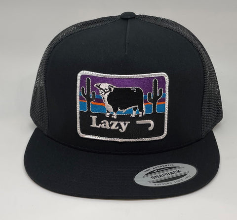 Lazy J Ranch Wear Black & Black Sunset Patch Cap (4") - Southern Girls Boutique