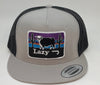 Lazy J Silver and Black Hereford and Sunset Patch Cap (4") - Southern Girls Boutique