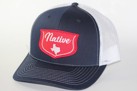 Red Dirt Hat Co Native Texan  Navy / White Snap Back Trucker Hat - Southern Girls Boutique
