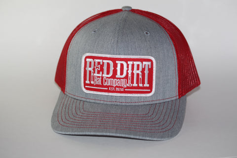 Red Dirt Hat Co Patch Hat Heather Grey/Red Snap Back Trucker Hat - Southern Girls Boutique