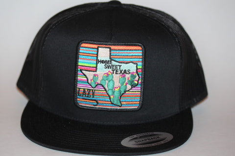 Lazy J Ranch Wear Black & Black Home Sweet Texas Patch Cap (4") - Southern Girls Boutique