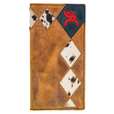 HOOEY  "ROUGHY CRAZY HORSE" RODEO ROUGHY WALLET TAN/BLACK W/DIAMOND PATCHWORK SKU: RW004-TNBK - Southern Girls Boutique