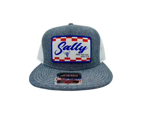 Salty Rodeo Feed & Tack Denim/White Mesh Snapback Trucker Hat - Southern Girls Boutique