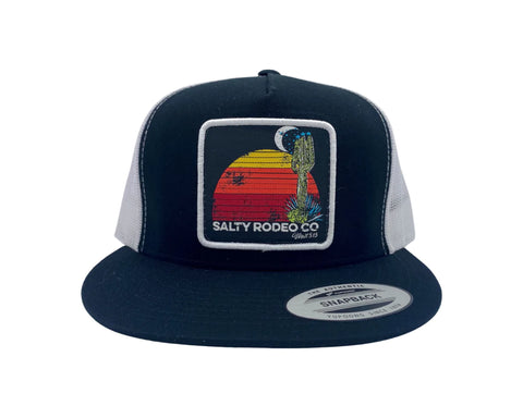 Salty Rodeo Agave Trucker Black with White Mesh Snapback Hat - Southern Girls Boutique