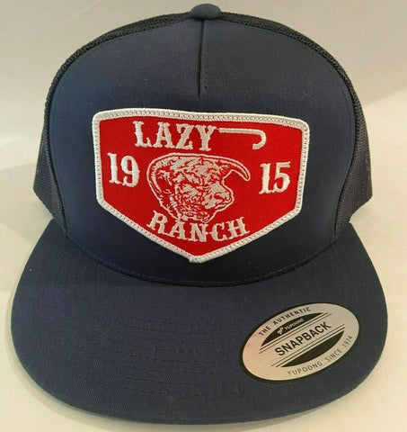 Lazy J Ranch Wear Navy & Navy 4" Red Ranch Patch Cap Lazy J Hat - Southern Girls Boutique