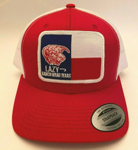 Lazy J Ranch Wear Red & White 3.5" Texas Elevation Patch Hat - Southern Girls Boutique
