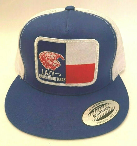 Lazy J Ranch Wear Blue & White 4" Texas Elevation Patch Cap - Southern Girls Boutique